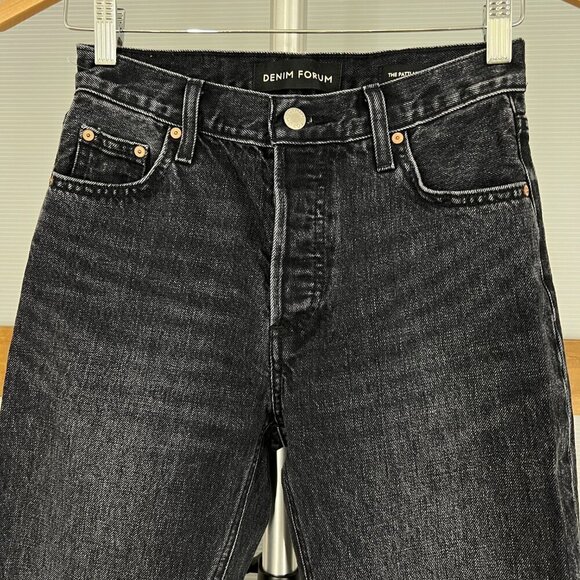 Denim Forum The‎ Patti Mid Rise Straight 31L Black Button Fly Sz 23 - Picture 3 of 14